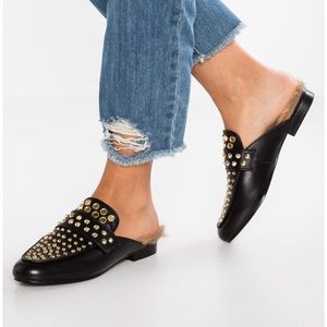 Steve Madden Jordan fur Studded Mules loafers